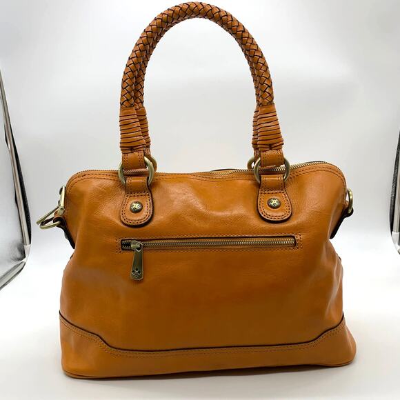 Patricia Nash Discovery Washed Woven Augusta Satchel Sun Orange Color - Picture 2 of 15